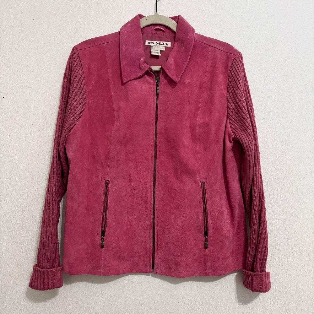 A.M.I. | pink leather jacket
